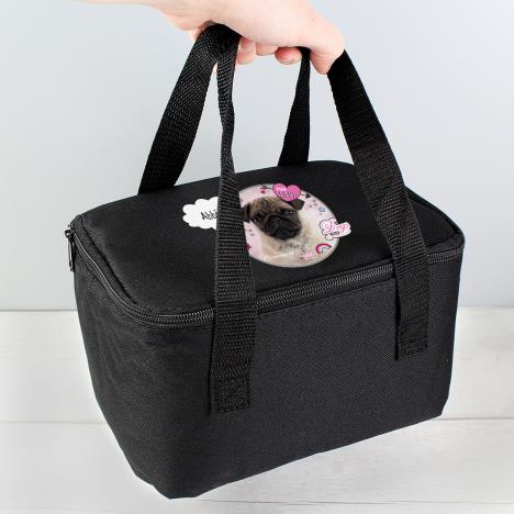 Personalised Rachael Hale Doodle Pug Black Lunch Bag Extra Image 3